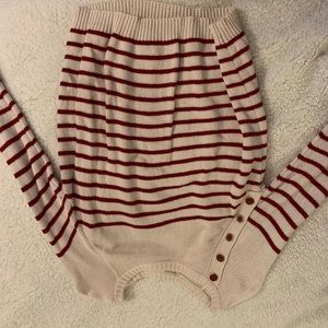 Cream and maroon striped knit sweater